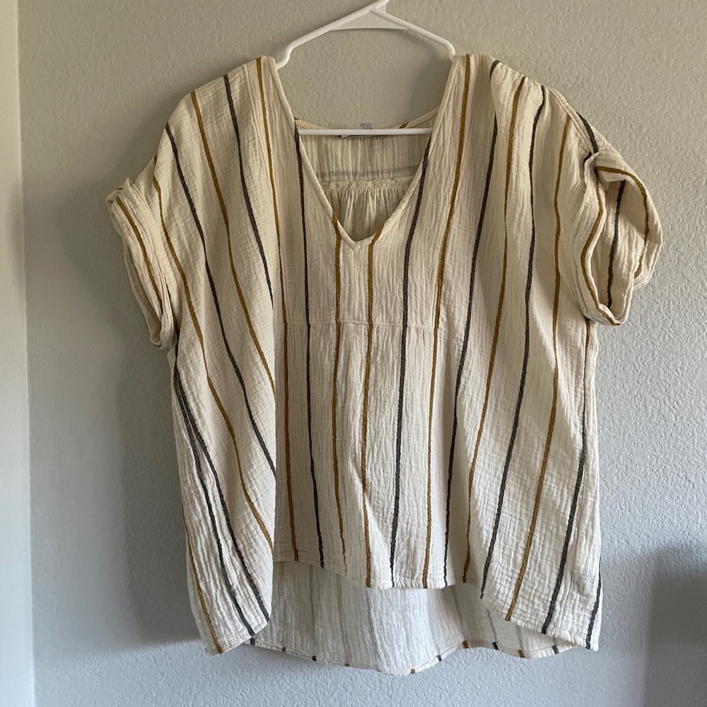 Madewell Striped Cream and Black Women's Top